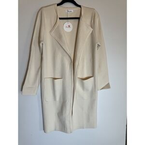 Prinbara Women Open Front Knit Cardigan Long Sleeve Lapel Casual‎ Solid Classy M